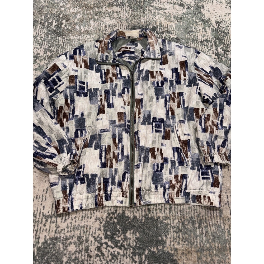 vintage Stunt Sports jacket Silk Medium Geometric 90s